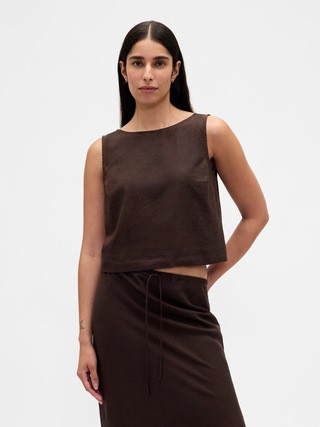 Linen-Blend Crop Shell Tank Top | Gap (CA)