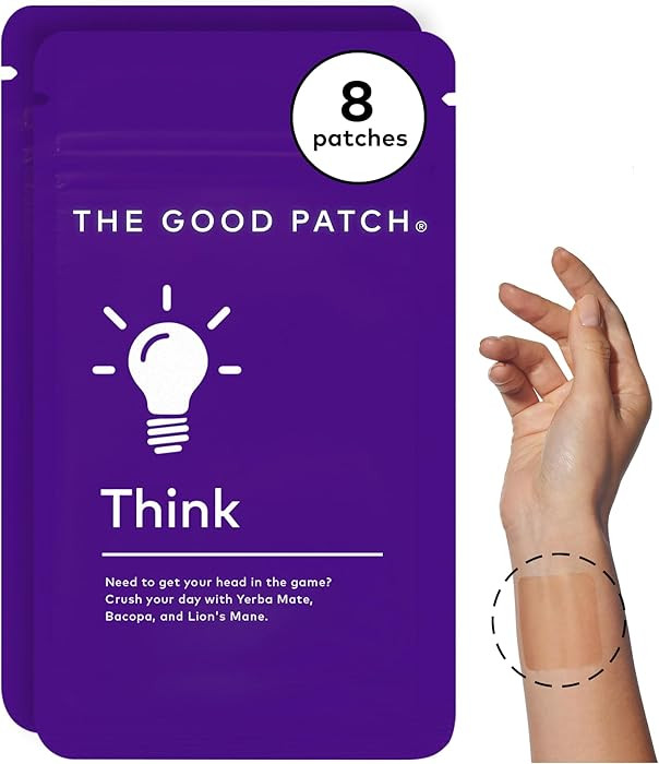 The Good Patch Think Patch, Natural Patch with Caffeine, Yerba Mate, Bacop, Lion's Mane, Plant Po... | Amazon (US)