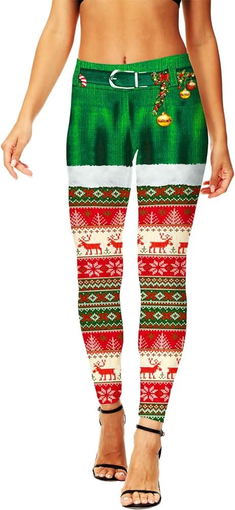 AOBUTE Women's Christmas Leggings Stretchy Graphic Printed Legging Tights | Amazon (US)
