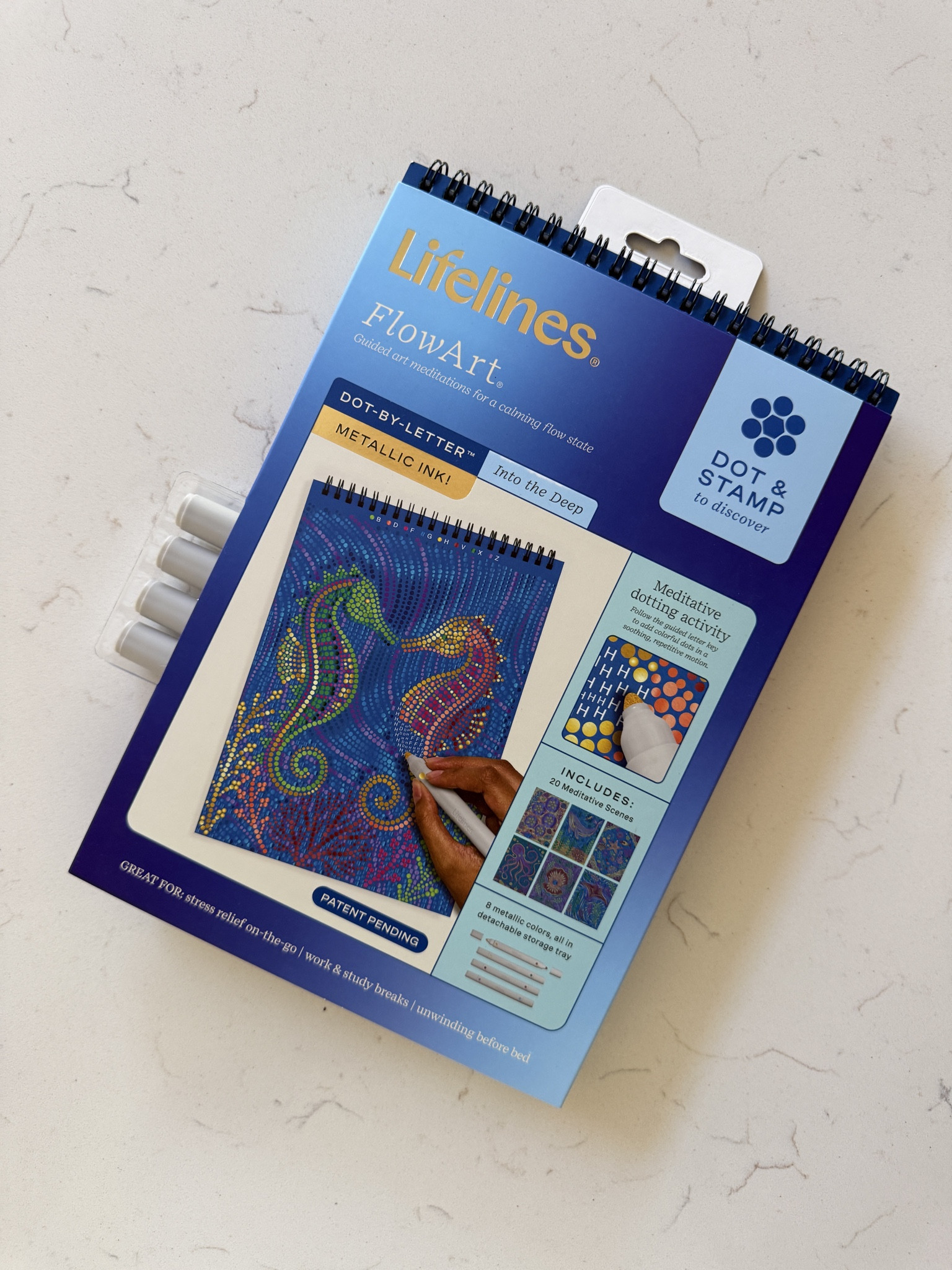 My new favorite wind-down routine. 🌊 This ocean-themed dot and stamp coloring book from Lifelines is the most calming thing after a long day. Such a good self-care activity if you’re trying to unplug and relax.
#ltkselfcare #ltkwellness #cozyroutine #relaxationmode #mindfulmoments

#LTKdayinmylife #LTKselfcare #LTKMothersDay