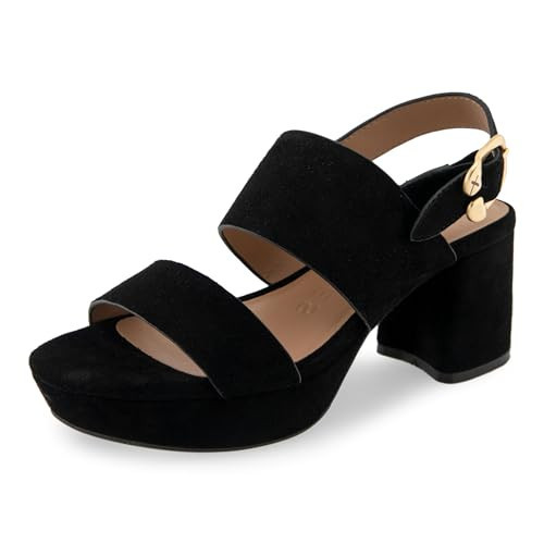 AEROSOLES Women's Camera Platform Heeled Sandal, Black Suede, 7 Wide | Amazon (US)