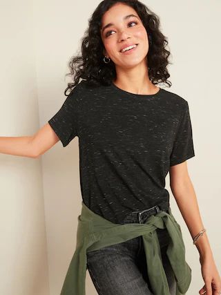 Luxe Space-Dye Crew-Neck Tee for Women | Old Navy (US)