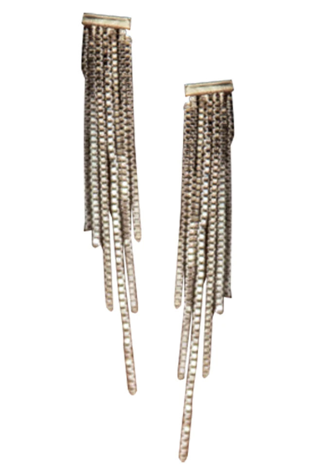 Love's A Game Silver Tassel Earrings | Pink Lily