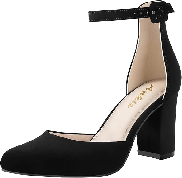 Ankis Closed Toe Heels for Women -Black Nude White Silver Gold Womens Heels Closed Round Toe Chun... | Amazon (US)