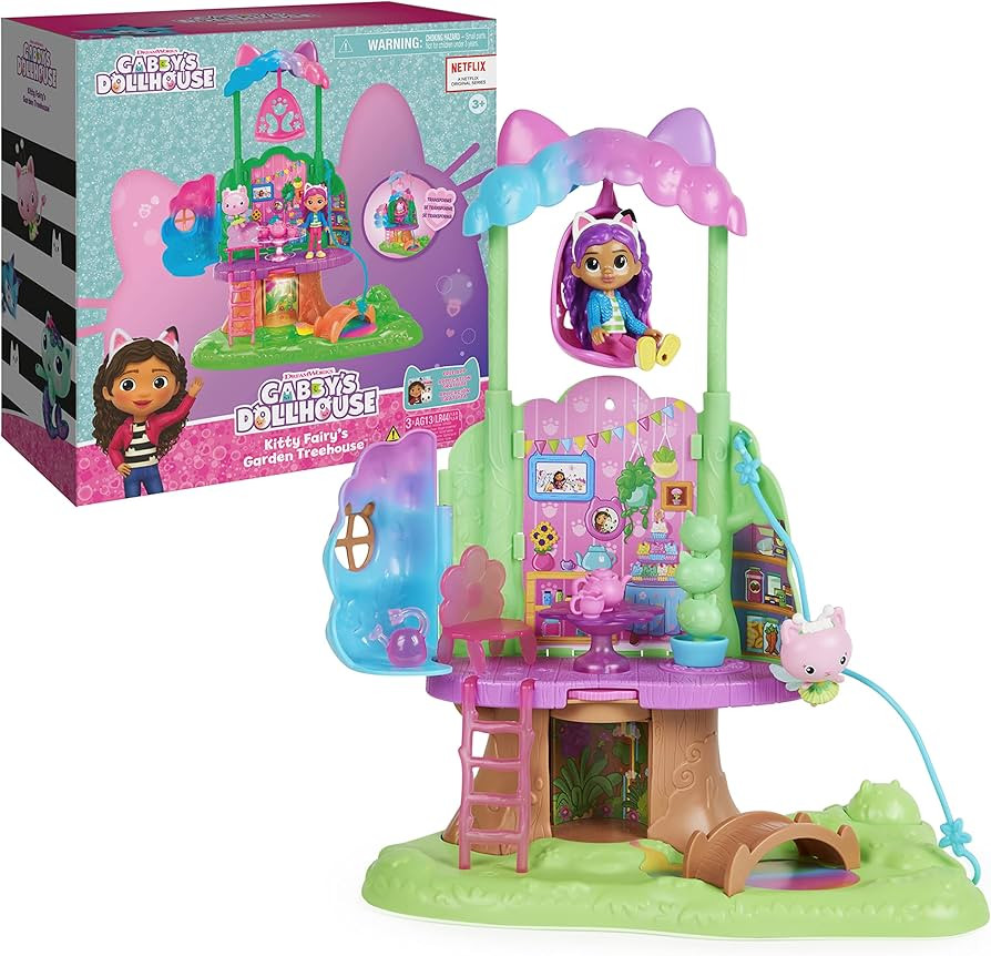 Gabby's Dollhouse, Transforming Garden Treehouse Playset with Lights, 2 Figures, 5 Accessories, 1... | Amazon (US)