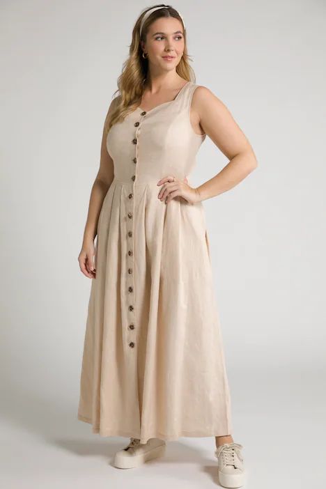 Button Front Linen Maxi Tank Dress | More Dresses | Dresses | Ulla Popken