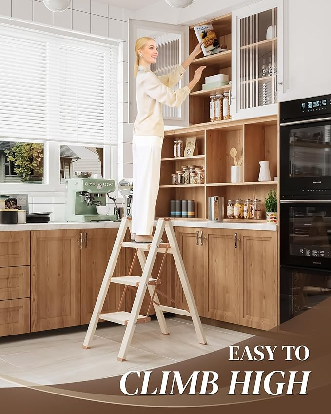 GameGem 3 Step Ladder, Folding Step Stool with Wider Pedal, Anti-Slip Feet & Non Slip Stripes, Al... | Amazon (US)