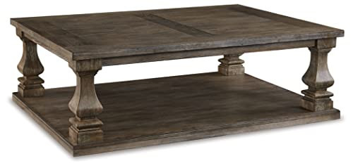 Signature Design by Ashley Johnelle Farmhouse Coffee Table with Weathered Gray Finish, Gray | Amazon (US)