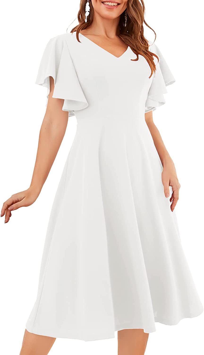 Bridesmay Casual Dresses Vintage Tea Dress Flared Sleeve Swing Party Dress | Amazon (US)