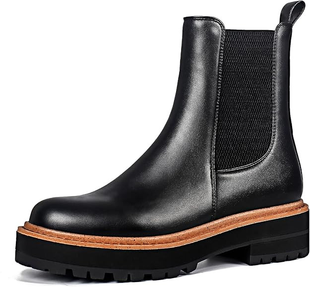 MUCCCUTE Trendy Chelsea Boots for Women Fashion Ankle Boots Platform Chunky Boots with Lug Sole | Amazon (US)