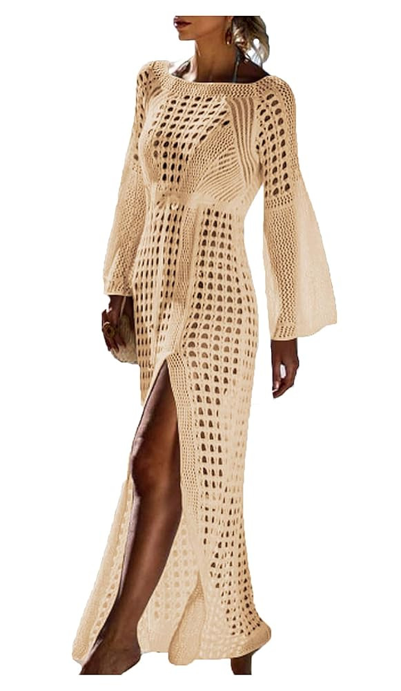 Wander Agio Beach Tops Sexy Floral Cover Dresses Bikini Cover-ups Net Long Skirt | Amazon (US)