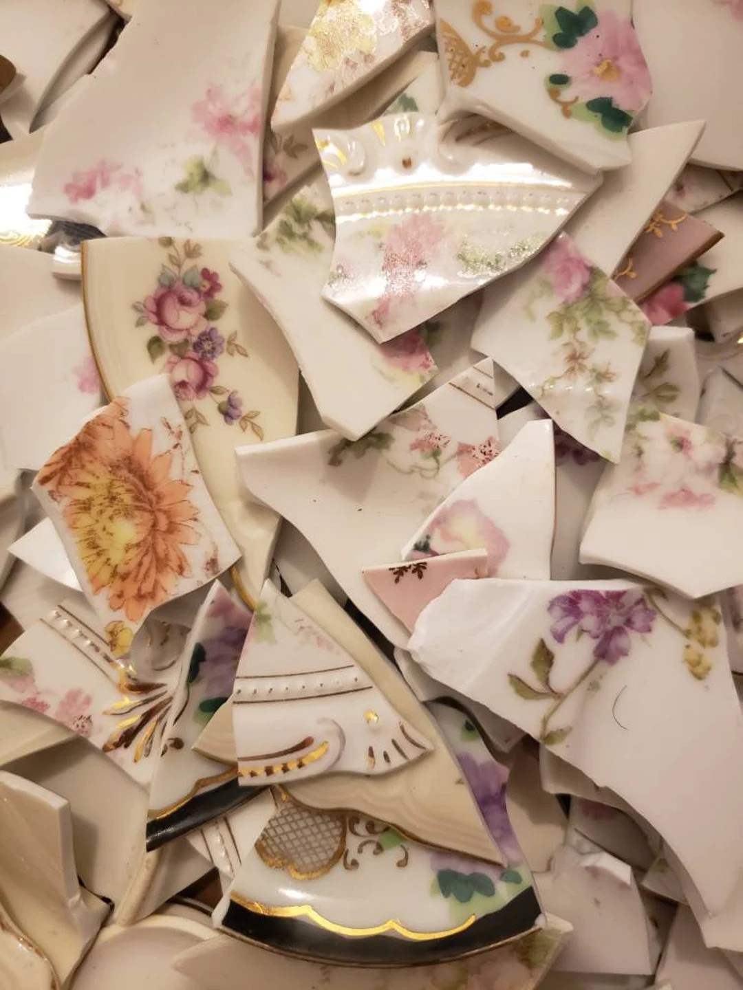 Pretty Broken Vintage China Pieces*mosaic*mixed Media*salvaged*jewelry Designs*craft Destash*craf... | Etsy (US)