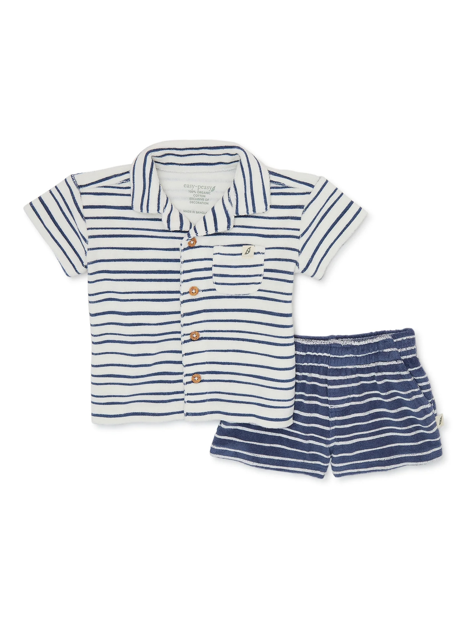 easy-peasy Baby Boy Terry Cloth Shirt and Shorts Set, 2-Pieces, Sizes 0-24M - Walmart.com | Walmart (US)