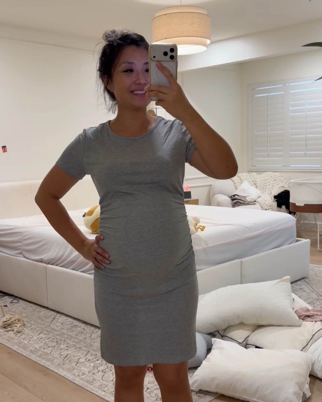 Maternity ribbed dress! Very stretchy! Comes in a 3 pack! 30 weeks pregnant! Front & side view, wearing size small

#LTKootd #LTKPetite #LTKBump