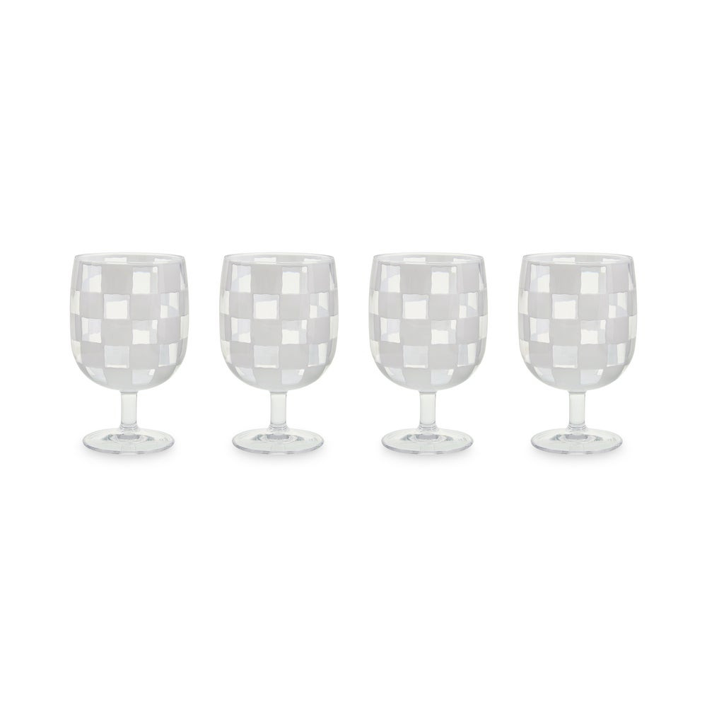 White Check Acrylic Water Goblets, Set of 4 | MacKenzie-Childs