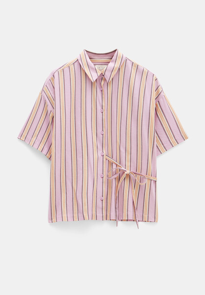 Tie Detail Cotton Stripe Shirt | Hush UK