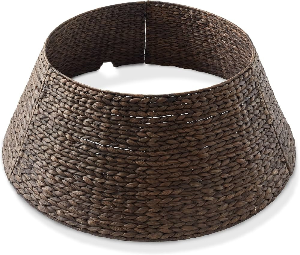 Casafield 32-Inch Christmas Tree Collar, Woven Water Hyacinth Tree Base Cover with Cord Cut Out, ... | Amazon (US)