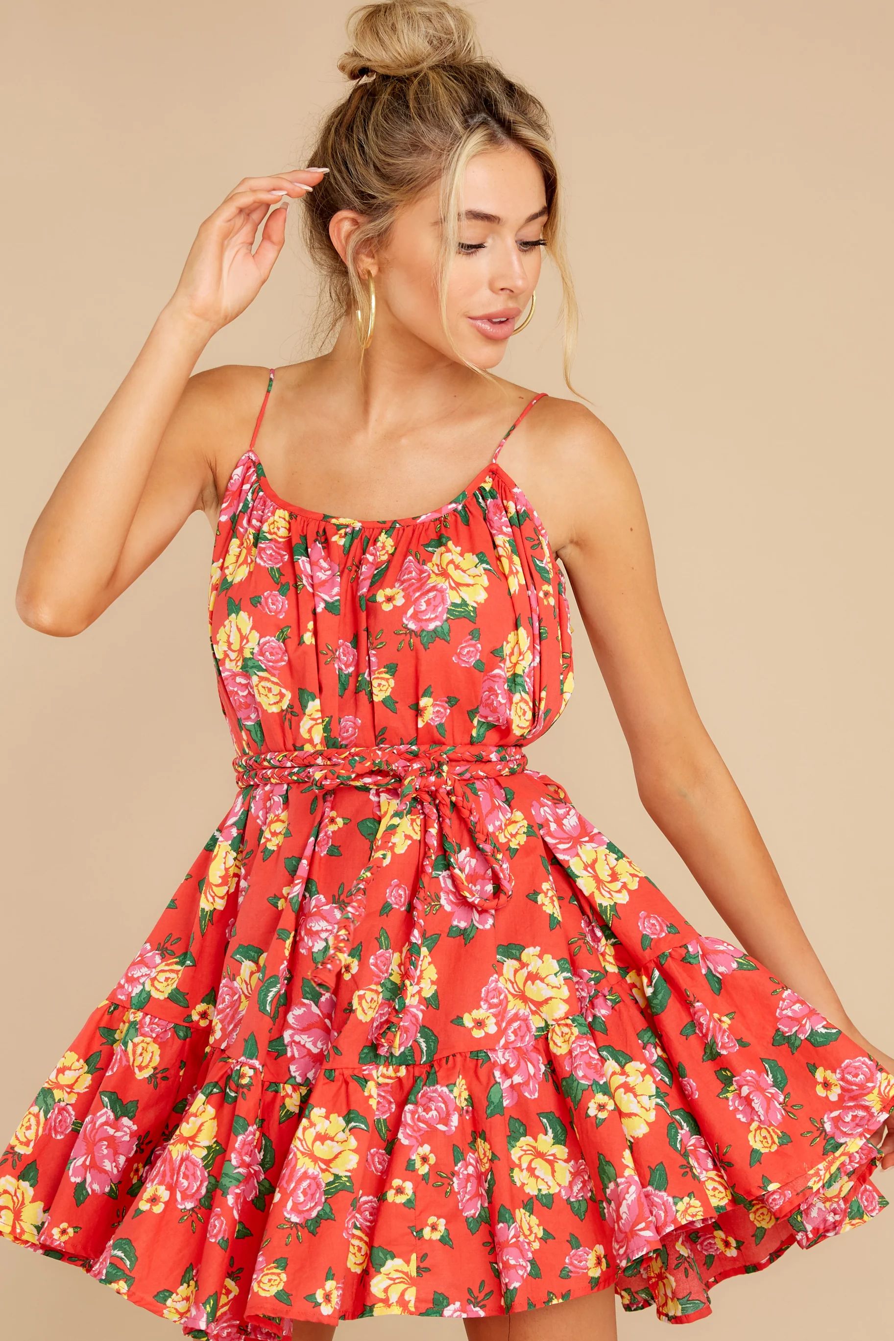 Too Alluring Red Floral Print Dress | Red Dress 