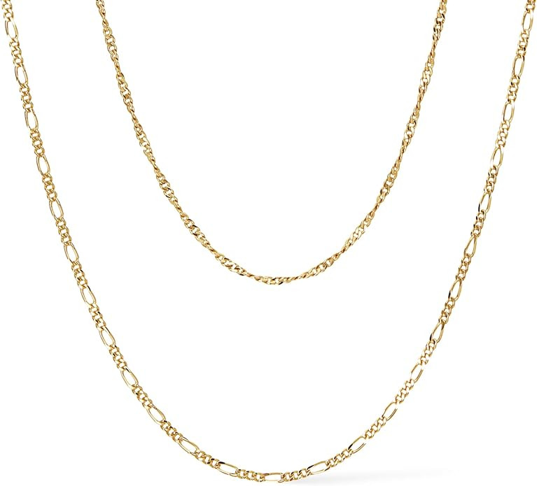 Ana Luisa Gold Vintage Heritage Layered Necklace Set - 14K Gold Plated Chain Necklace - Two Separ... | Amazon (US)