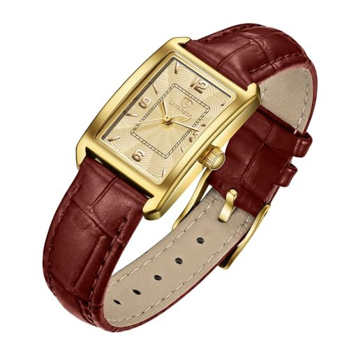 Timever Women's Leather Strap Watch Dainty Elegant Womens Watches Classic Vintage Retro Square Ladies Quartz Watches Gifts Present for Her | Amazon (US)