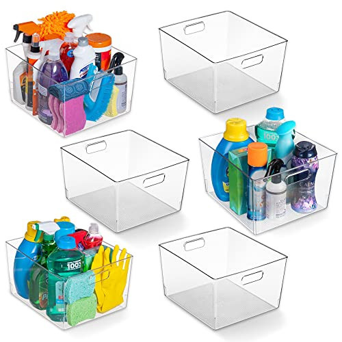 ClearSpace Clear Plastic Storage Bins – XL 6 Pack Perfect Kitchen or Pantry Organization Fridge Organizer and Storage Bins, Cabinet Organizers | Amazon (US)