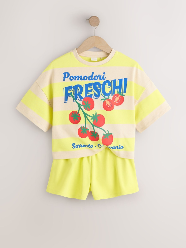 Yellow Stripe Tomato Heavyweight T-Shirt and Shorts Set (3-16yrs) | Next US