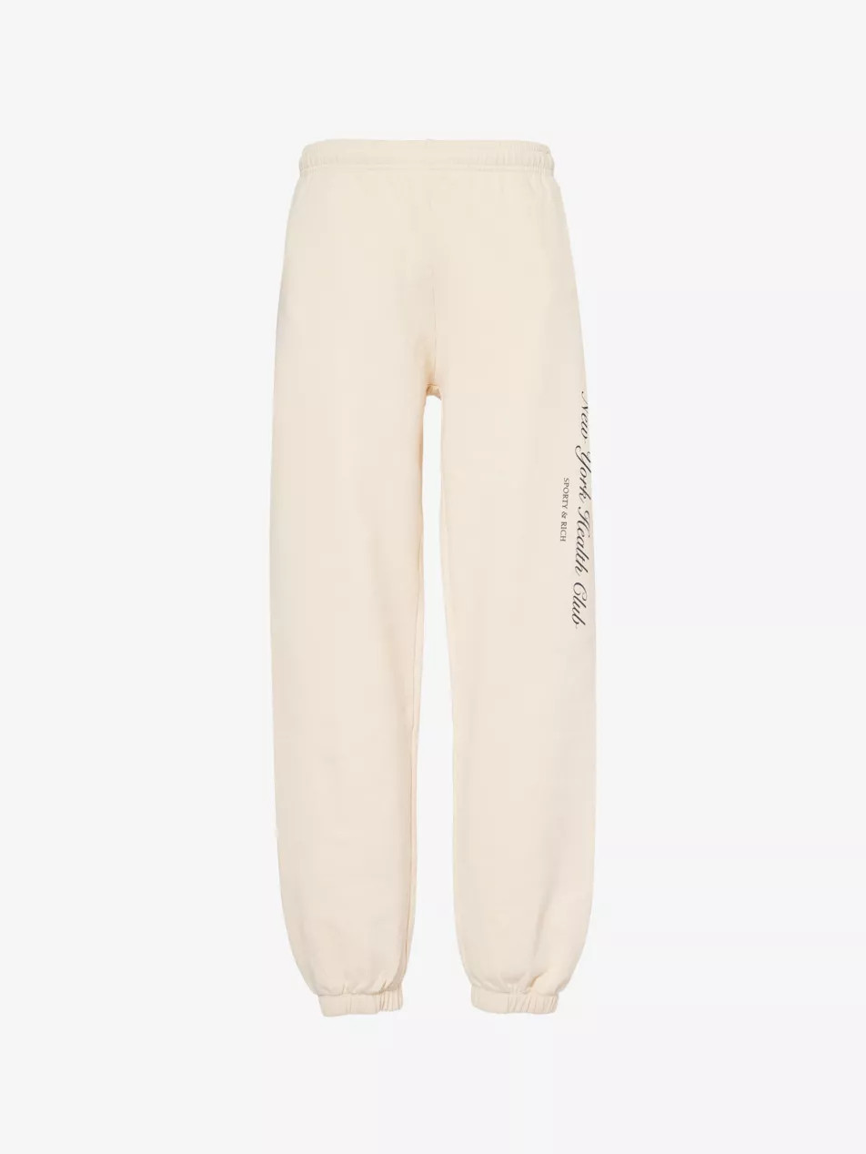 NY Health Club Text-Print Cotton-Jersey Jogging Bottoms | Selfridges