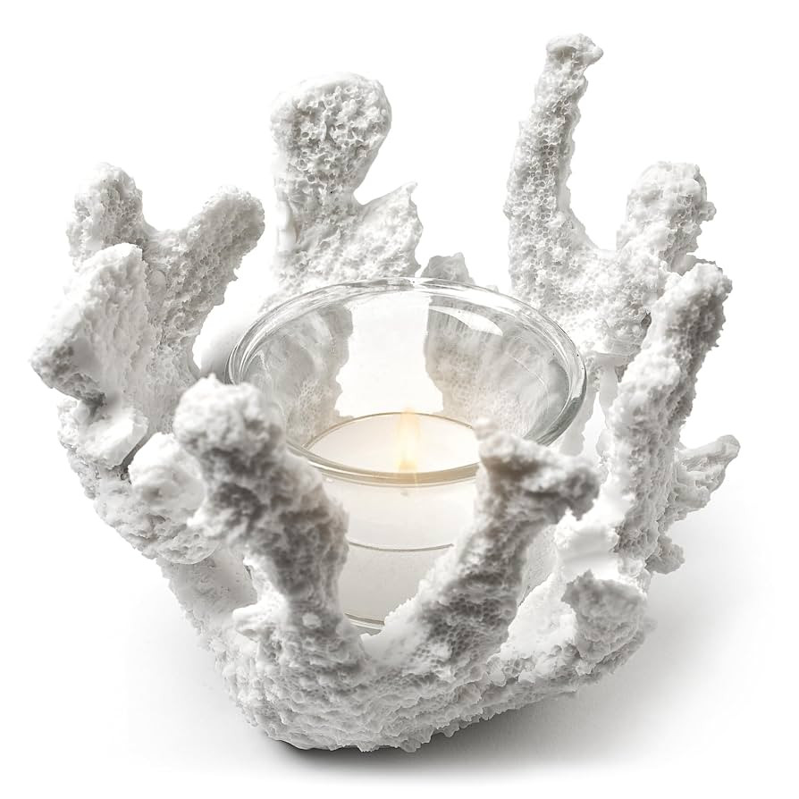 Abbott Collection Coral Tea Light Holder, White | Amazon (US)