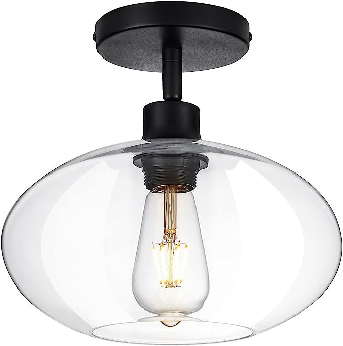 N/W Archiology Semi Flush Mount Ceiling Light,Modern Ceiling Light with Clear Glass Shade,Flush M... | Amazon (US)