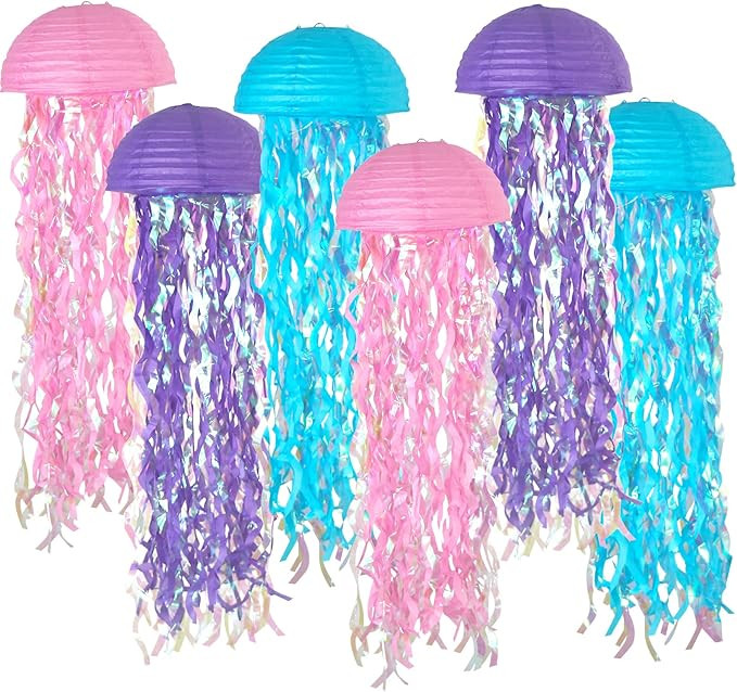 ADLKGG Pink Purple Blue Hanging Jelly Fish Paper Lanterns, Gradient Colorful Paper Lanterns for M... | Amazon (US)