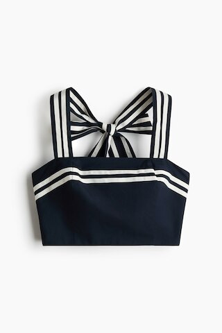 H & M - Halterneck Crop Top - Navy Blue | H&M (US + CA)