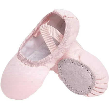 Girls Canvas Ballet Slippers Flats Leather Soles Dance Shoes for Toddler Little Kid | Walmart (US)
