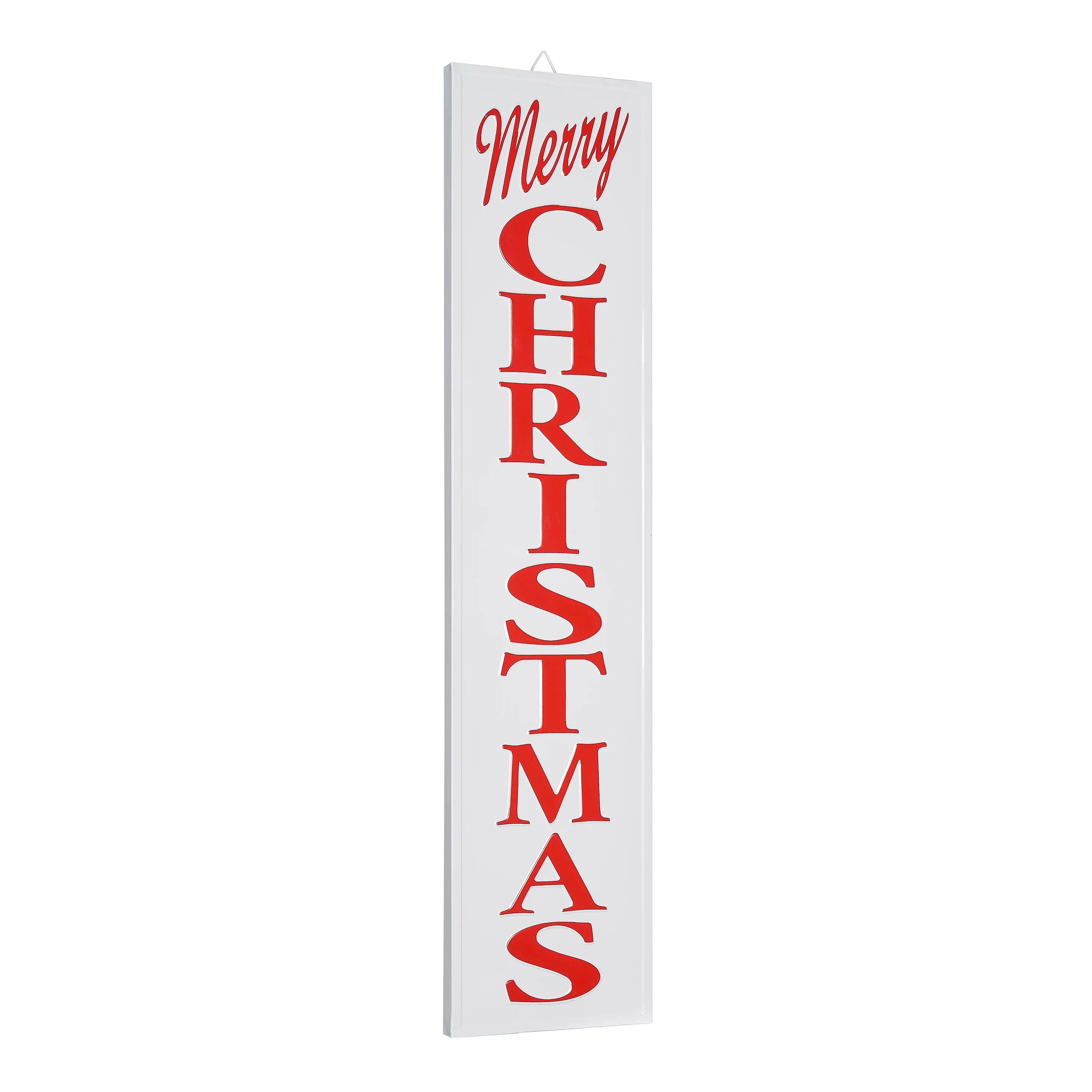 Holiday Time Merry Christmas Hanging Porch Sign Decoration, 7" x 31" | Walmart (US)