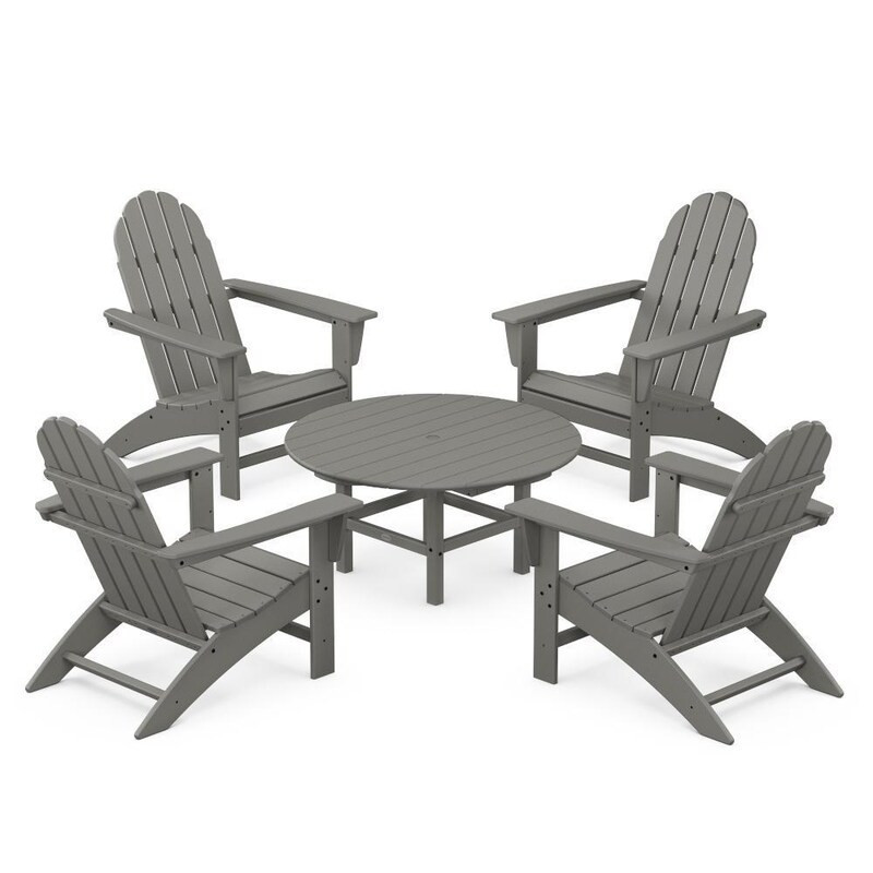 POLYWOOD Vineyard 5 Pc Recycled Plastic Adirondack Seating Set in Slate Gray by - PWS703-1-GY | BBQ Guys