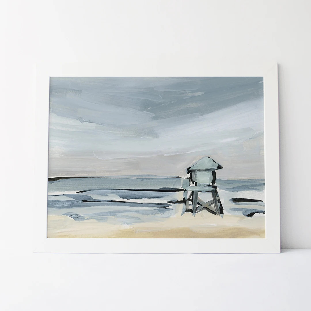 Beach Art Lifeguard Tower Painting California Coastal Decor Modern Surf Nursery Wall Art | "The L... | Etsy (US)