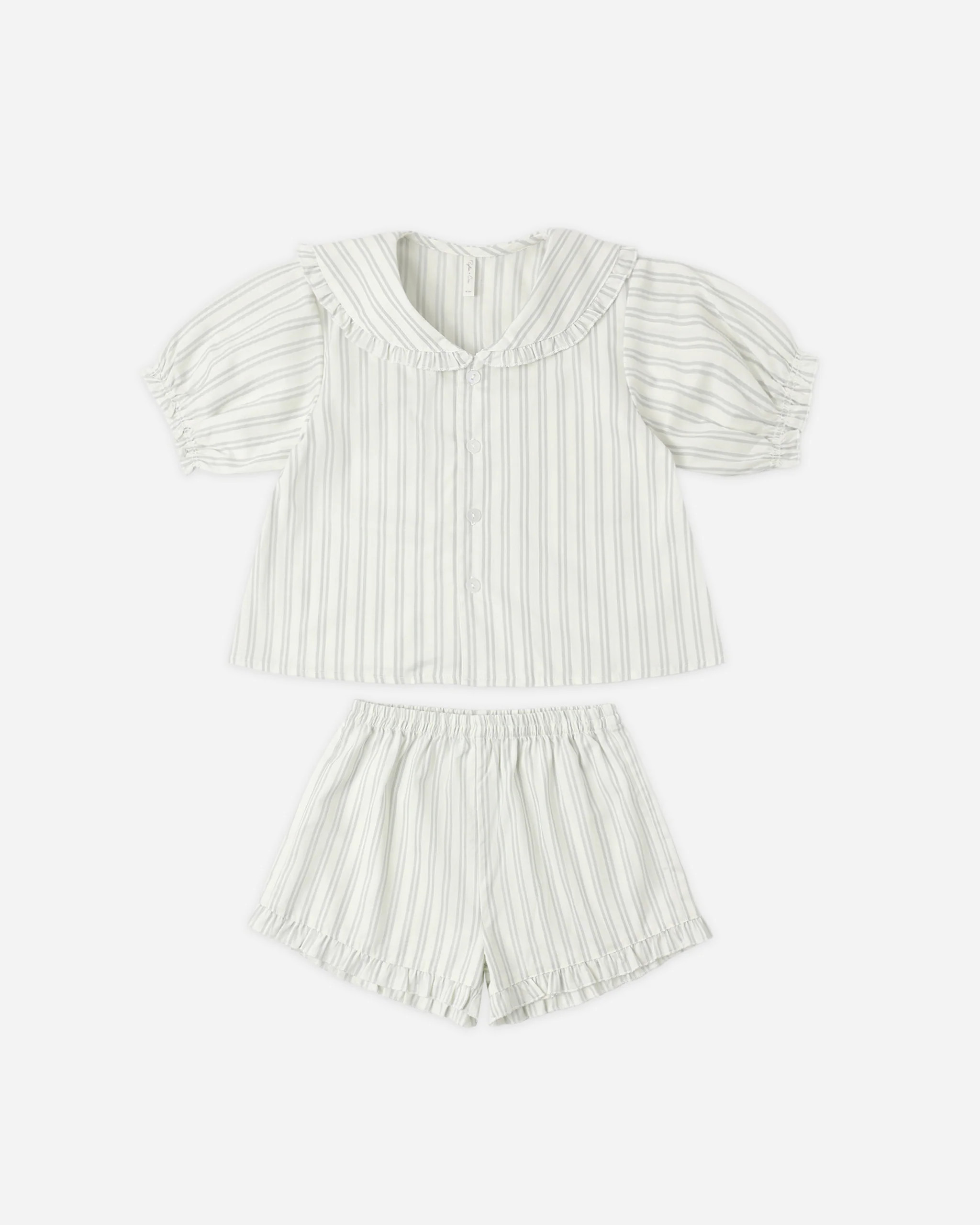 Delilah Pajama Set Seafoam Railroad Stripe | Rylee + Cru