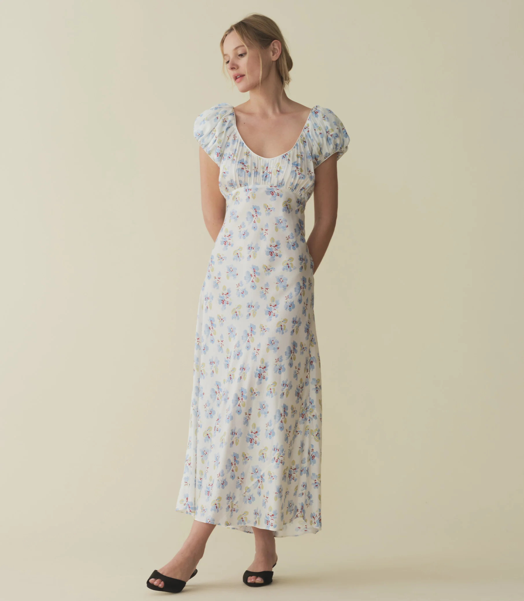 FLORENCIA DRESS -- BLEU FROLICKING FLORAL | DOEN