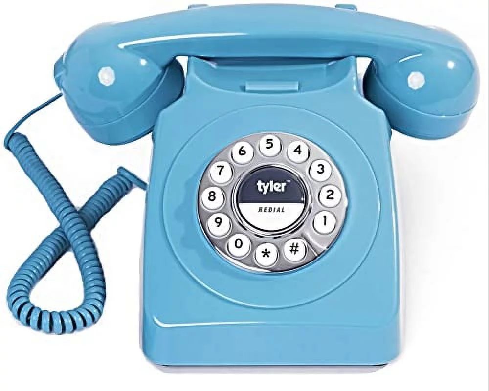 Tyler Retro Style Landline Phone Push Button Rotary Look Blue | Walmart (US)