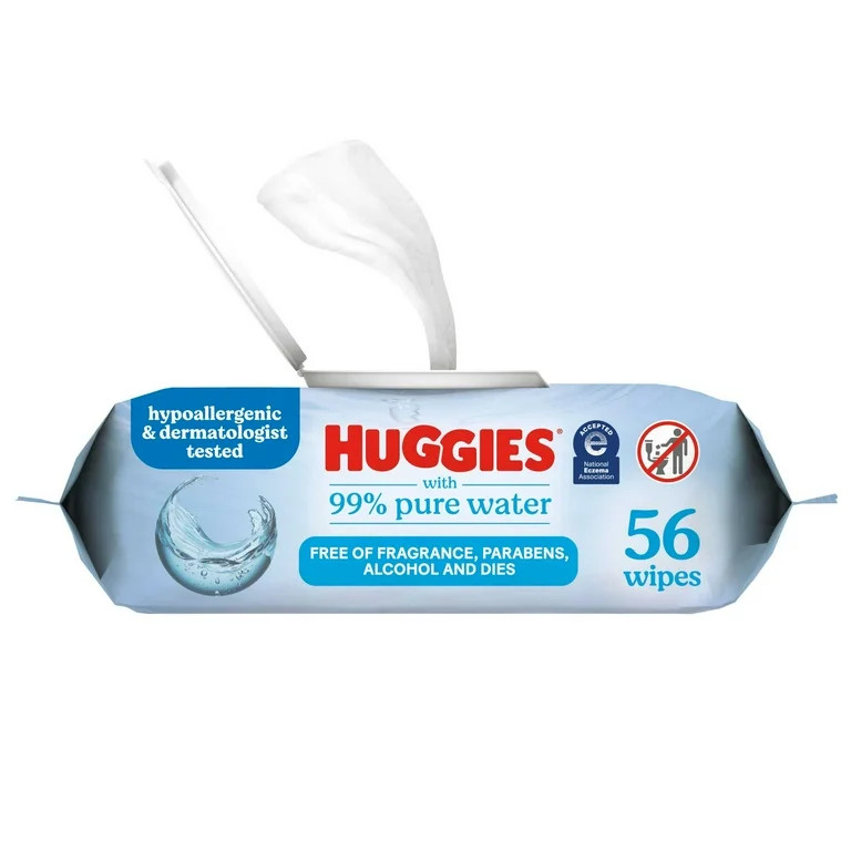 Huggies 99% Pure Water Unscented Wipes, 1 Flip-Top Packs, 56 Total Count (Select for More) | Walmart (US)