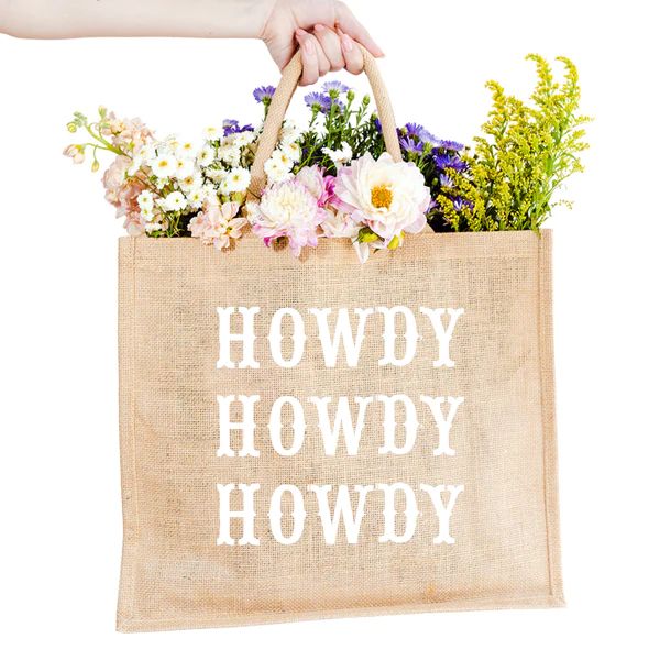 Howdy Jute Carryall- White | Sprinkled With Pink