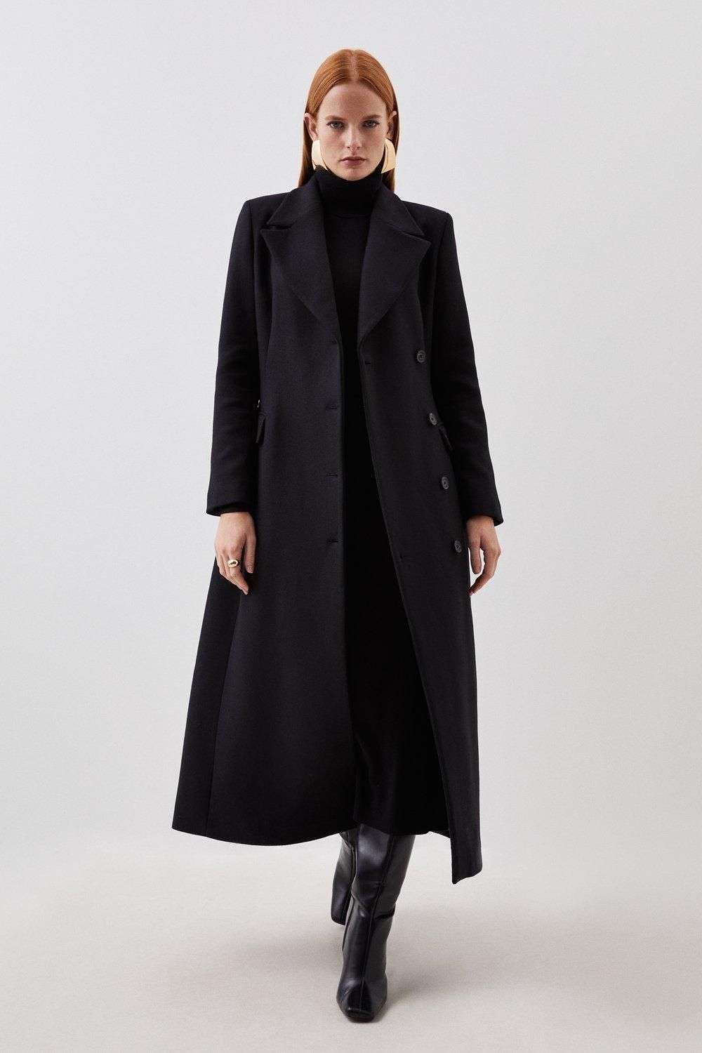Italian Wool Blend Tailored Single Breasted Maxi Coat | Karen Millen UK + IE + DE + NL