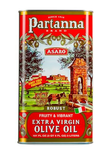 Partanna Robust Extra Virgin Olive Oil - Premium Castelvetrano Oil - Harvested in Sicily - Pure Authentic Italian - Monovarietal - Rich in Flavor - First Cold Pressed - 101 oz (3 liter) Tin | Amazon (US)