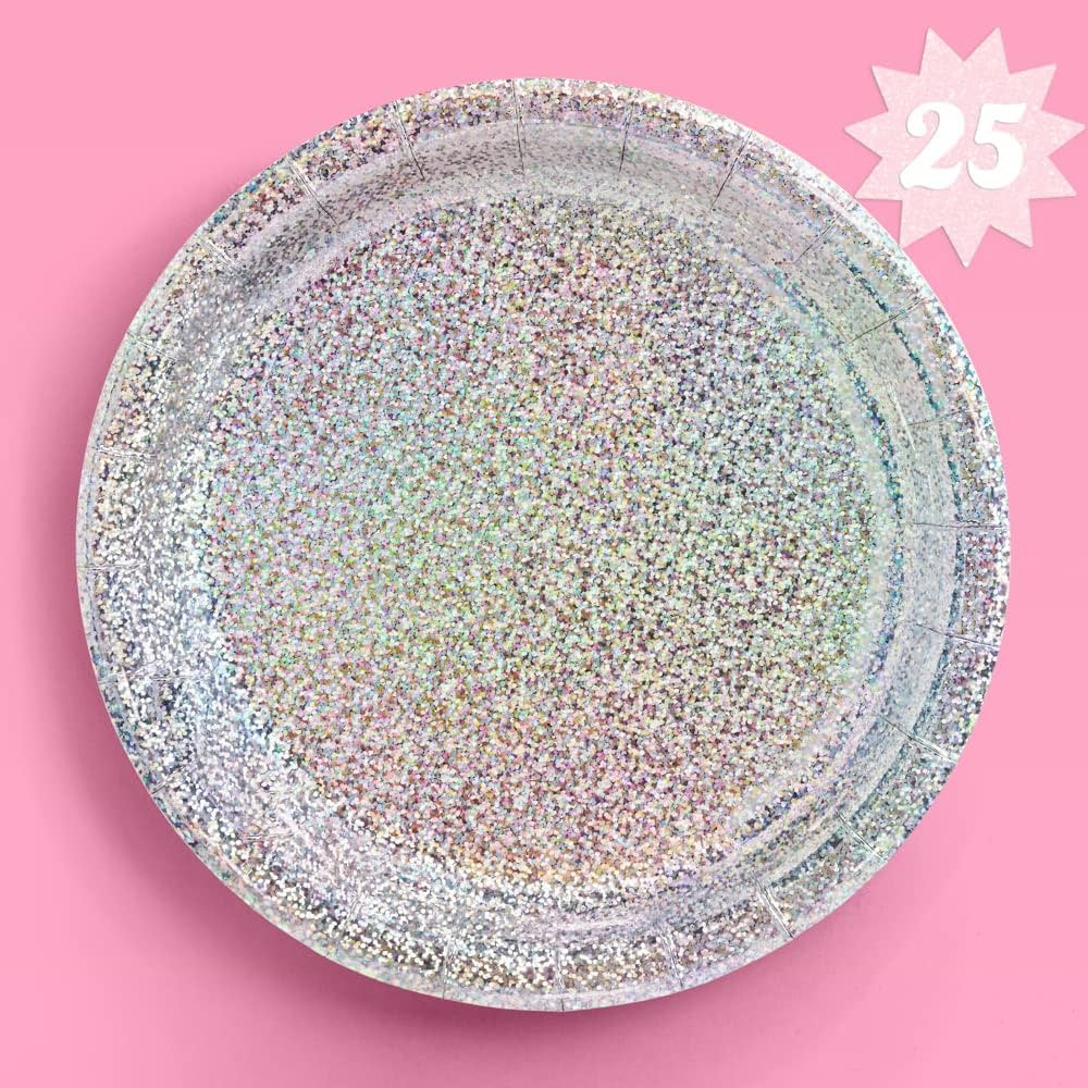 xo, Fetti Holographic Foil Plates - 25 pack | Happy Birthday Party Decorations, Holiday Party, Co... | Amazon (US)