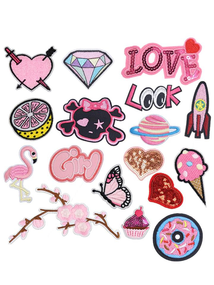 1 set DIY-opstrijkpatronen met gemengd patroon | SHEIN