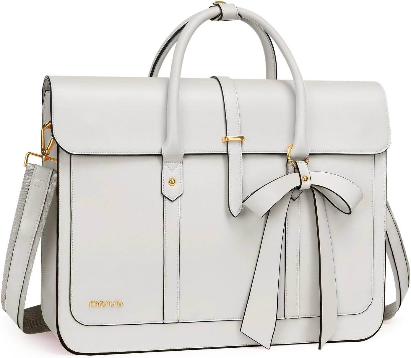 MOSISO Laptop Bag for Women, 15-15.6 inch PU Leather Laptop Shoulder Bags | Amazon (US)