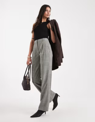 ASOS DESIGN Tall tailored high waist pleat detail pants in check | ASOS (Global)