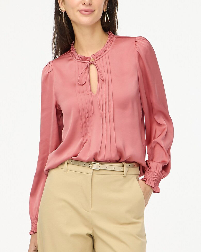 Ruffleneck pintuck blouse | J.Crew Factory