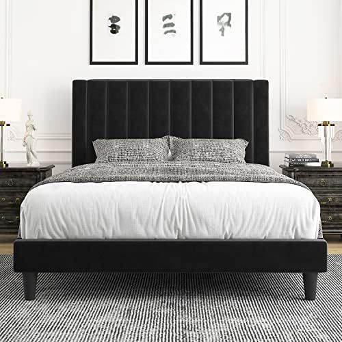 Amazon.com: IMUsee King Size Velvet Upholstered Tufted Platform Bed Frame with headboard, Strong ... | Amazon (US)