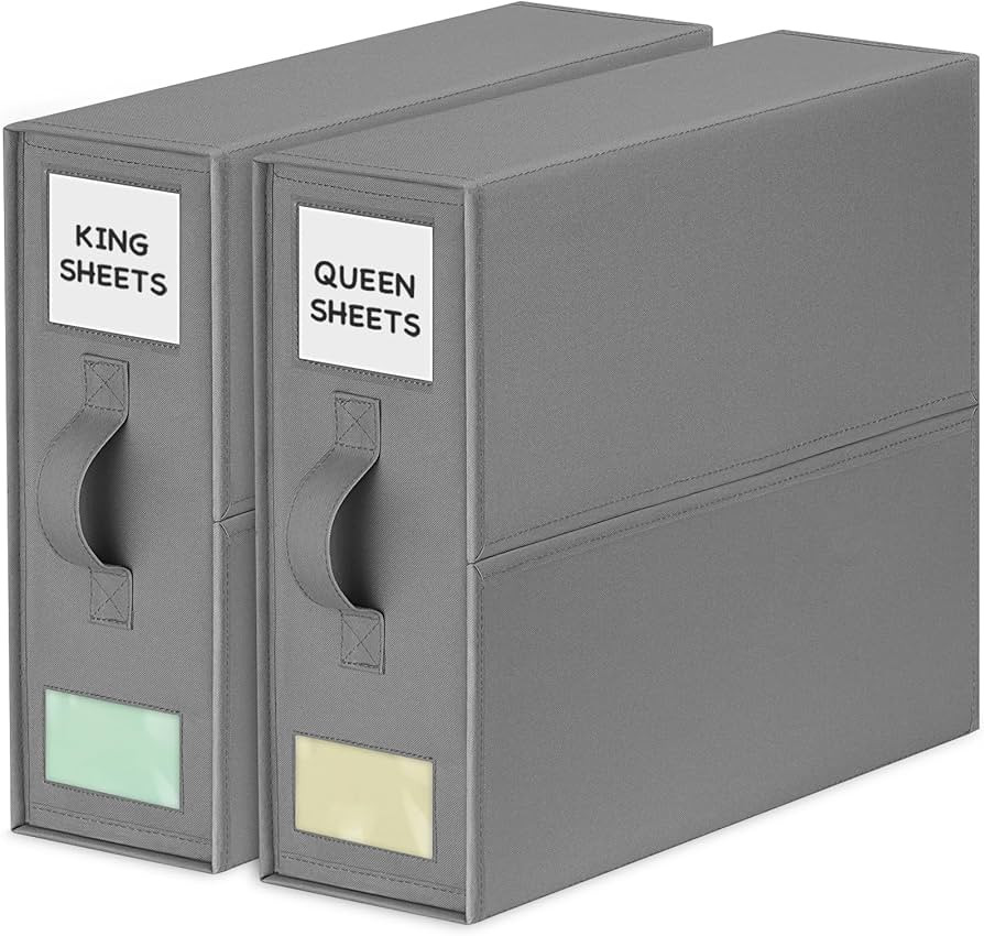 Bed Sheet Organizers and Storage,2 Pack Sheet Set Organizer for Linen Closet,Foldable Bedding Con... | Amazon (US)
