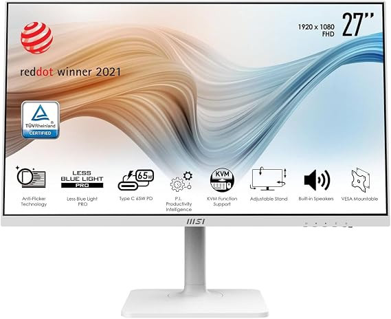 MSI Modern MD272PW, 27" Monitor, 1920 x 1080 (FHD), IPS, 75Hz, TUV Certified Eyesight Protection,... | Amazon (US)